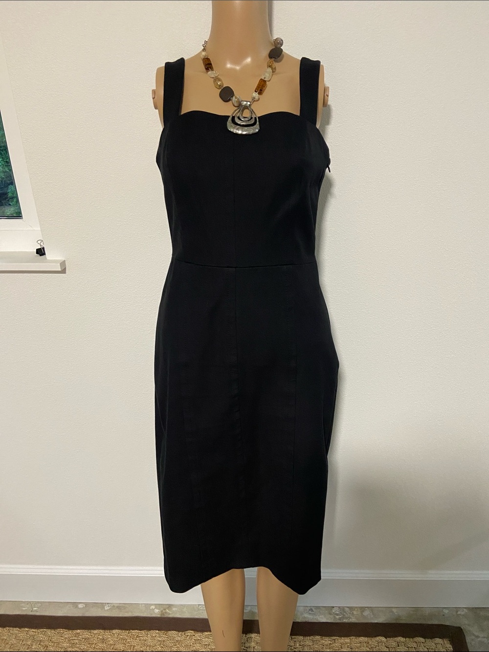 Banana Republic Black Midi Sheath Dress Sz 2